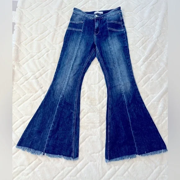 KanCan Dark Blue Flare Jeans - Picture 1 of 7